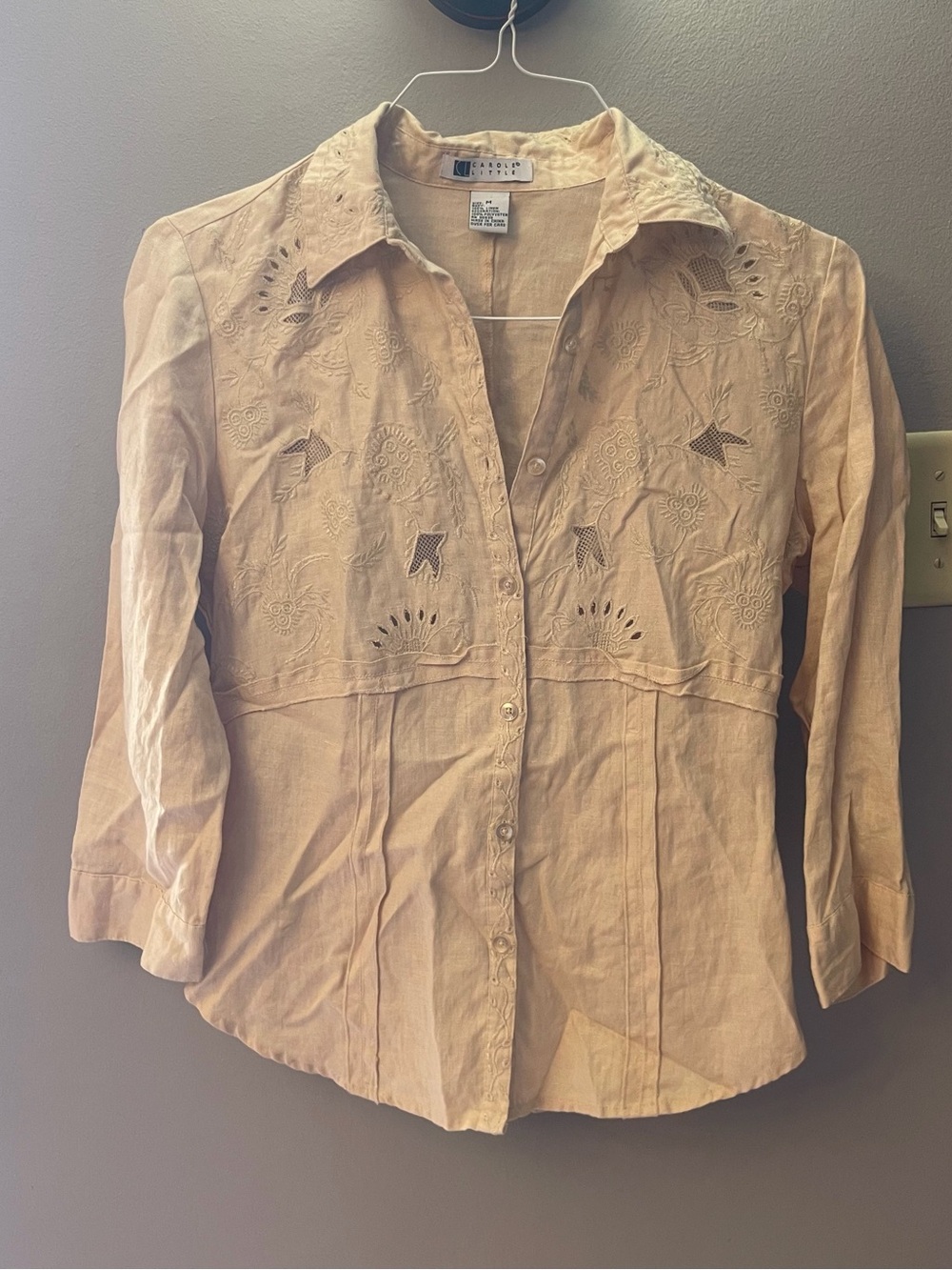 Vinrage Carole Little 100% Linen Button down collared blouse